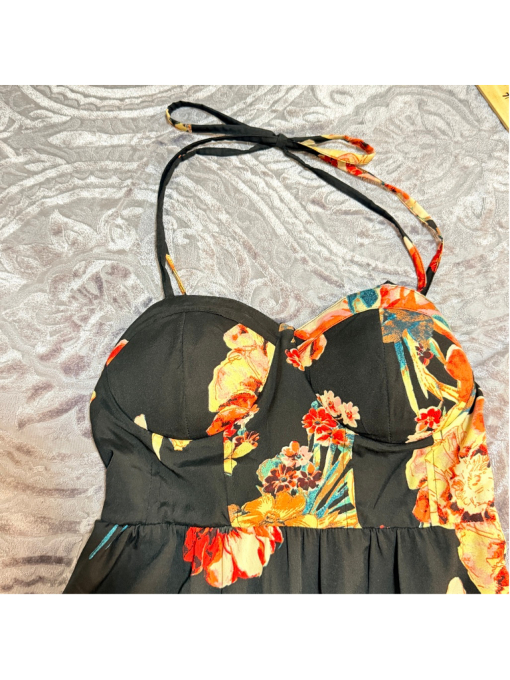 Band of the Free Floral Halter Maxi Dress Black NWOT b15 - Picture 12 of 15